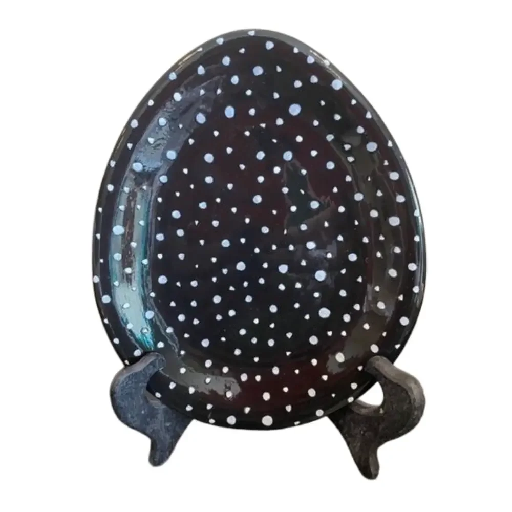 Department 56 Set of 6 Black and White Egg Shaped Plates
